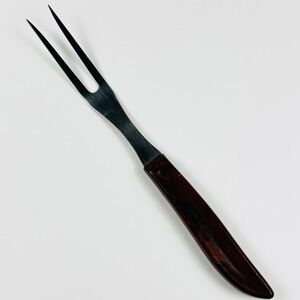 Vintage Quikut Meat Serving Fork 2 Tines Tenite Styron Marbled Plastic Handle